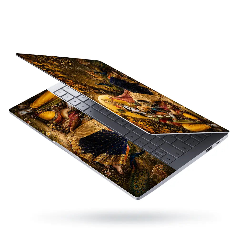 Radha Krishna Golden Laptop Skin - View 3