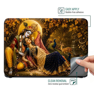 Radha Krishna Golden Laptop Skin - View 4