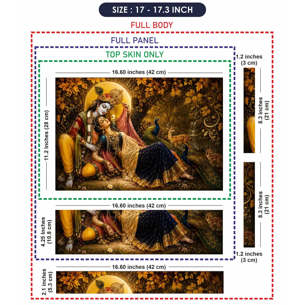 Radha Krishna Golden Laptop Skin - View 9