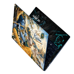 Radha Krishna Two Cows Moon Laptop Skin - View 2