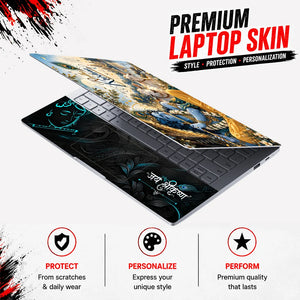 Radha Krishna Two Cows Moon Laptop Skin - View 3