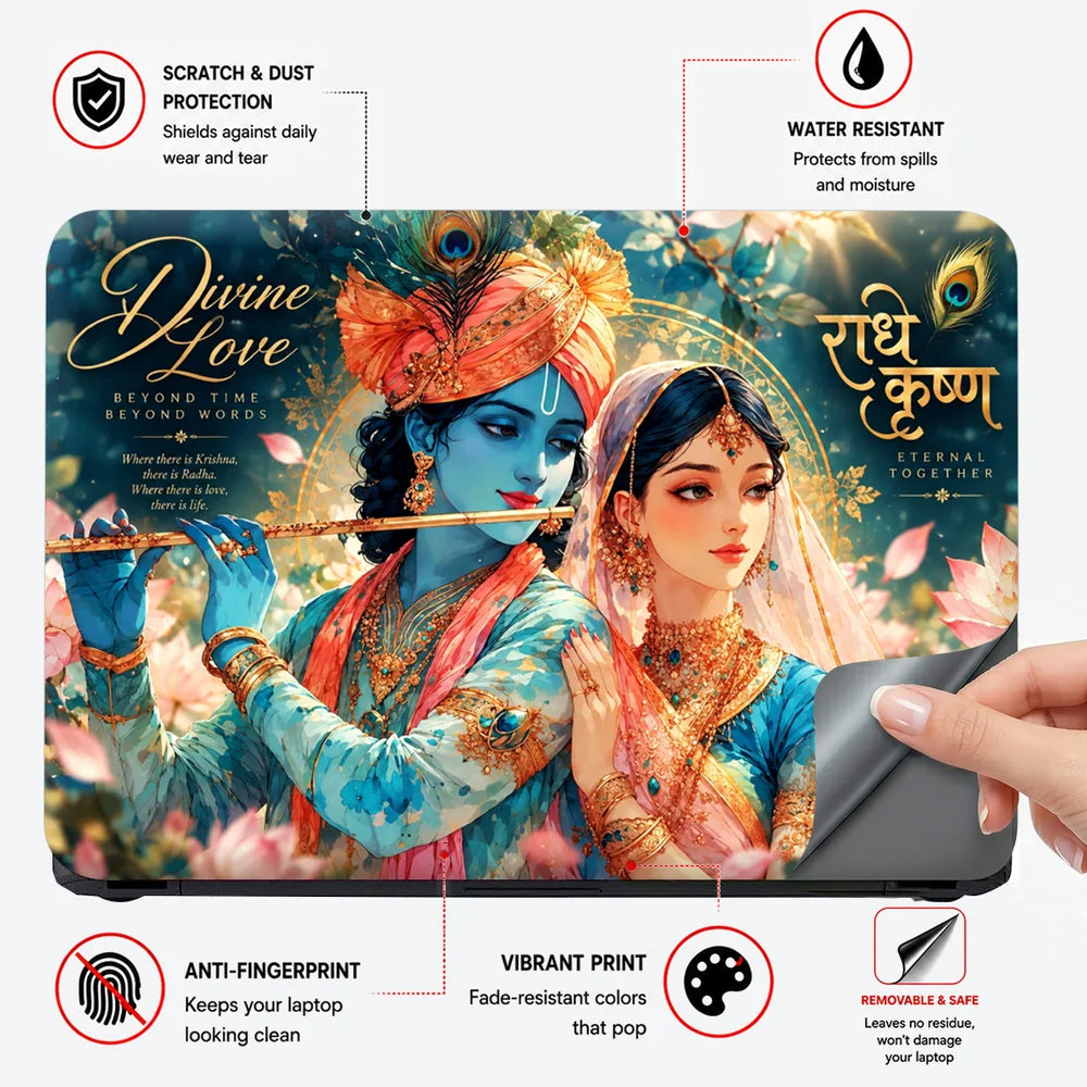 Radhe Krishna Divine Love Laptop Skin - View 4