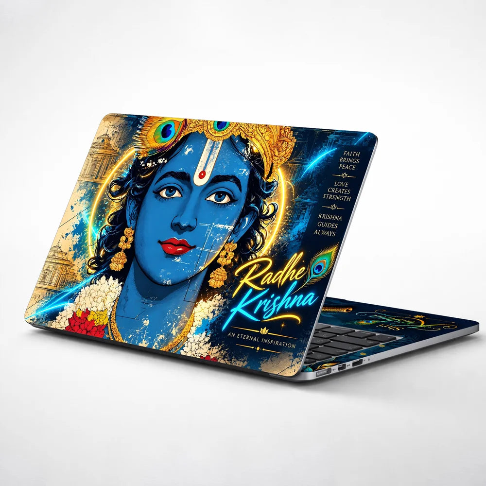 Radhe Krishna Golden Halo Laptop Skin - View 1