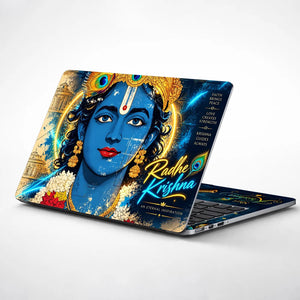 Radhe Krishna Golden Halo Laptop Skin - View 1