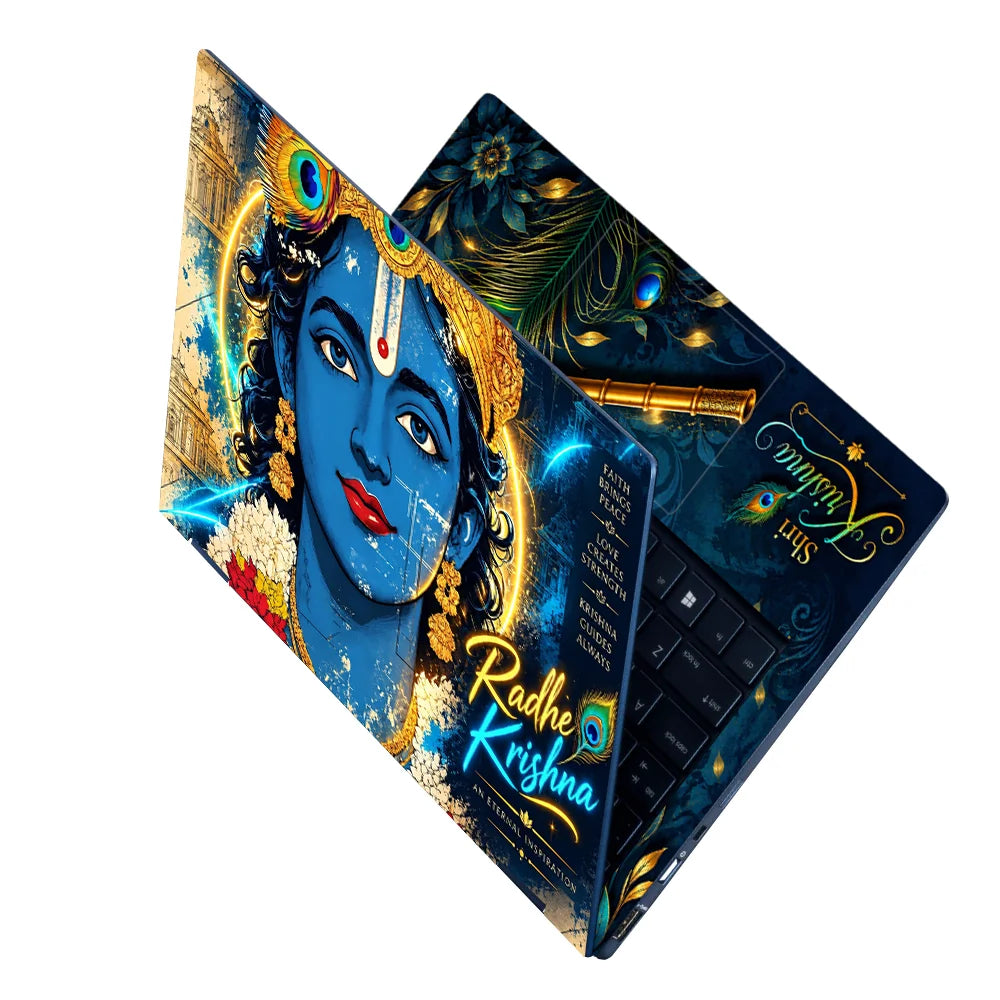 Radhe Krishna Golden Halo Laptop Skin - View 2