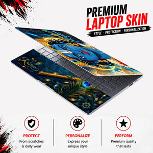 Radhe Krishna Golden Halo Laptop Skin - View 3