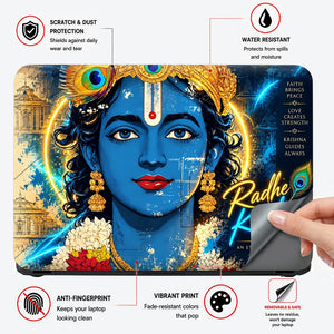 Radhe Krishna Golden Halo Laptop Skin - View 4