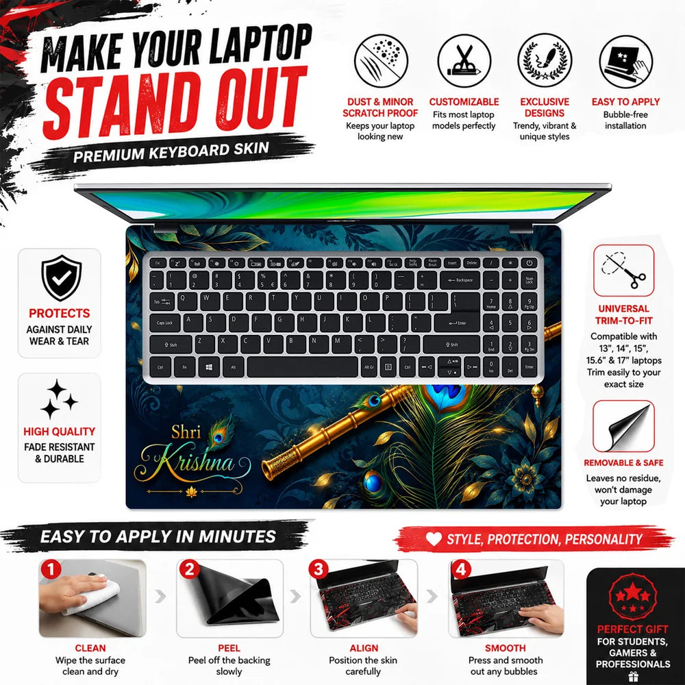 Radhe Krishna Golden Halo Laptop Skin - View 5