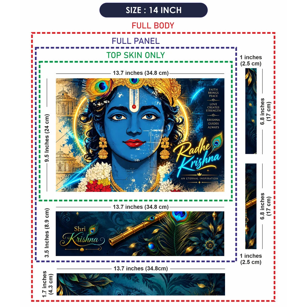 Radhe Krishna Golden Halo Laptop Skin - View 7
