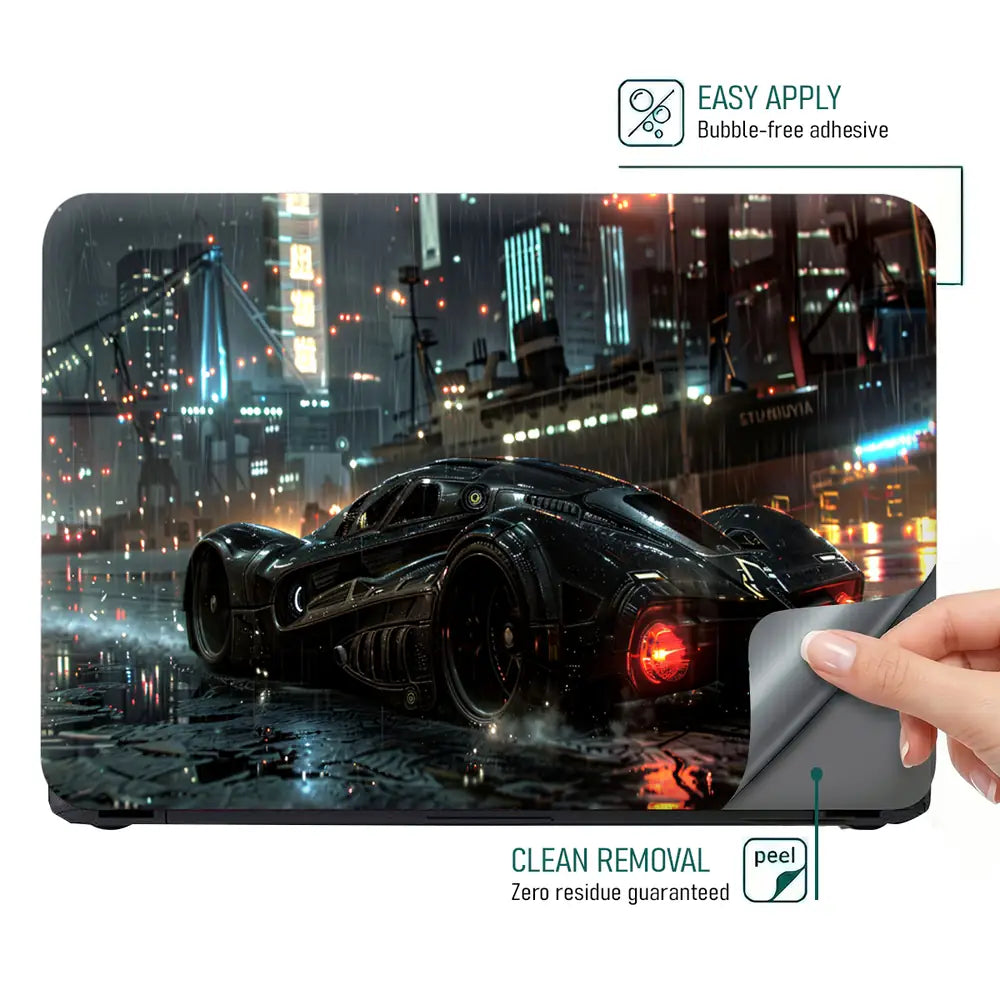 Rainy Street Racer Laptop Skin - View 4
