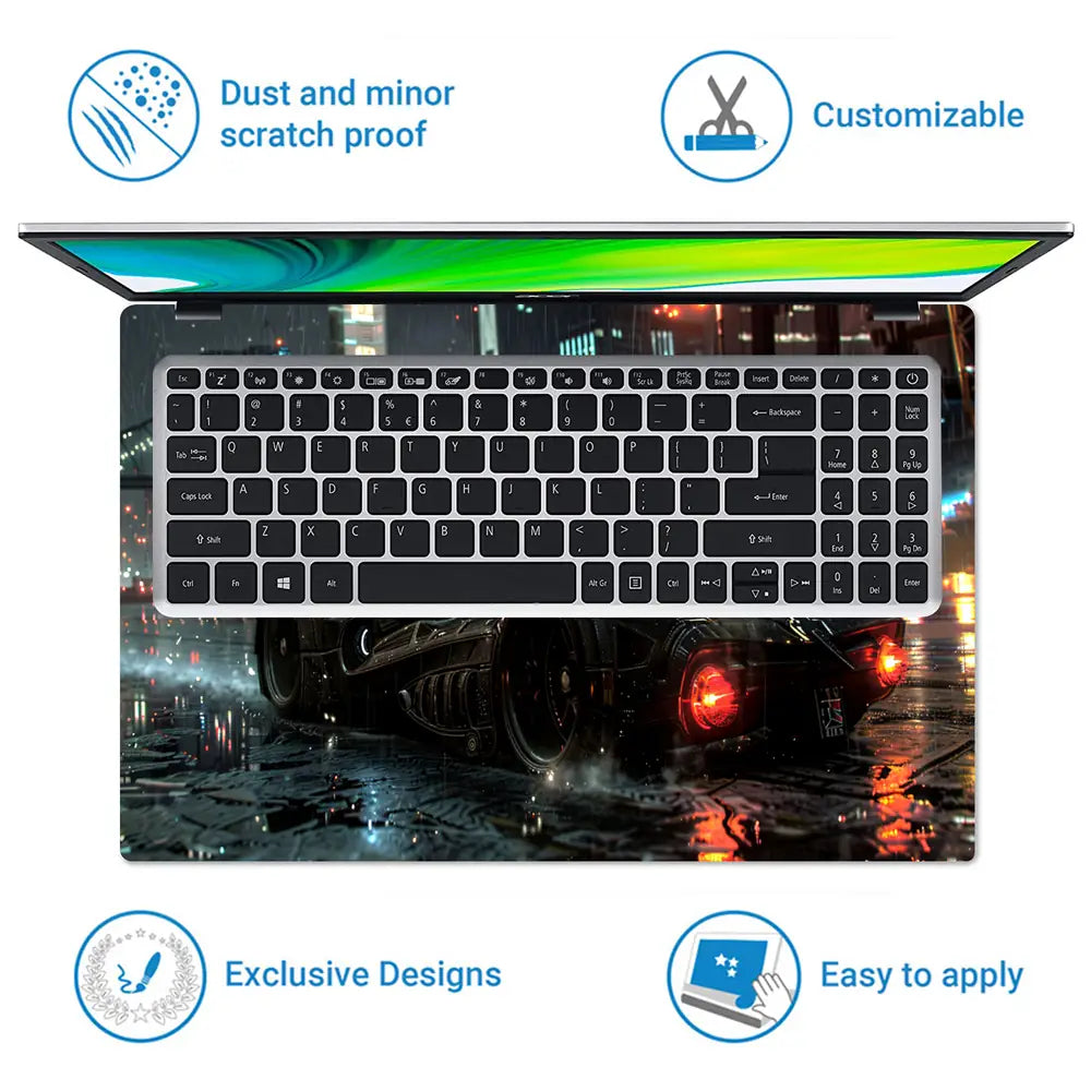 Rainy Street Racer Laptop Skin - View 5