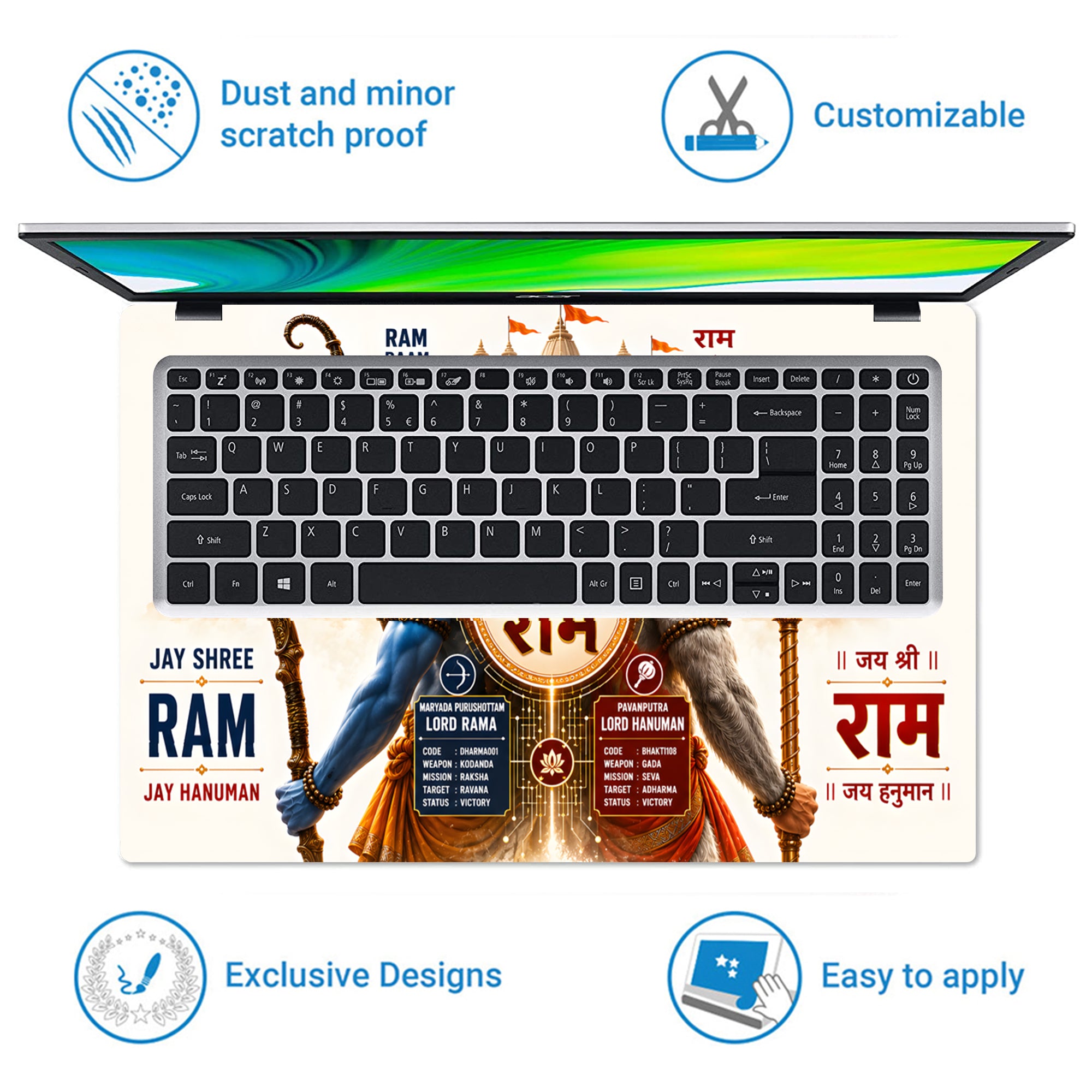 Ram and Hanuman Jai Shree Ram Dual Poster Laptop Skin - View 5