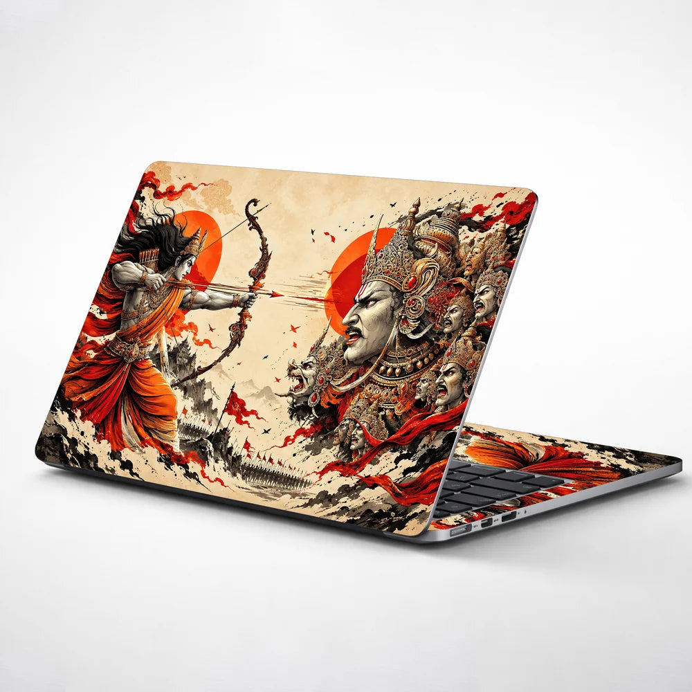 Ram Versus Ravana Ink Battle Laptop Skin - View 1