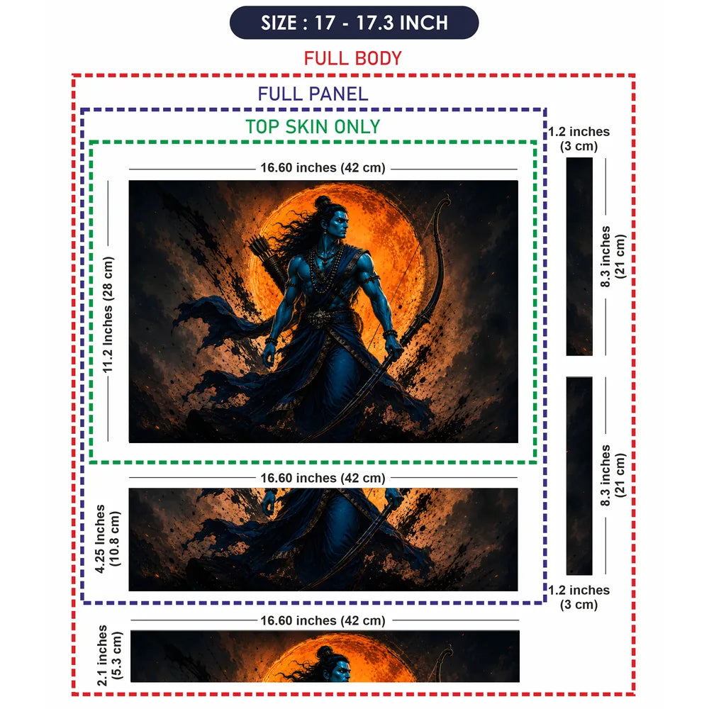 Rama Blue Warrior Bow Moon Laptop Skin - View 9