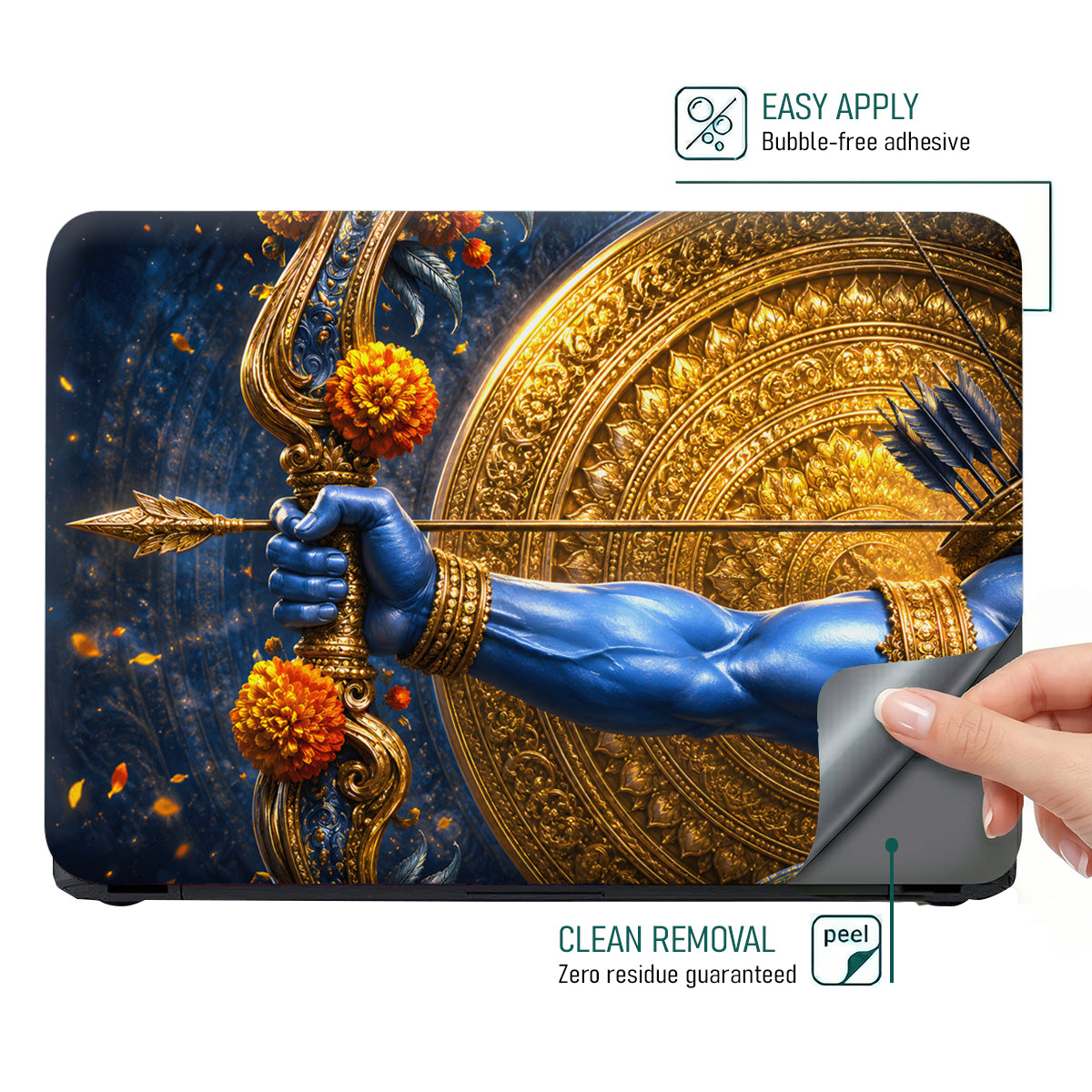 Rama Bow Arrow Gold Disc Laptop Skin - View 4