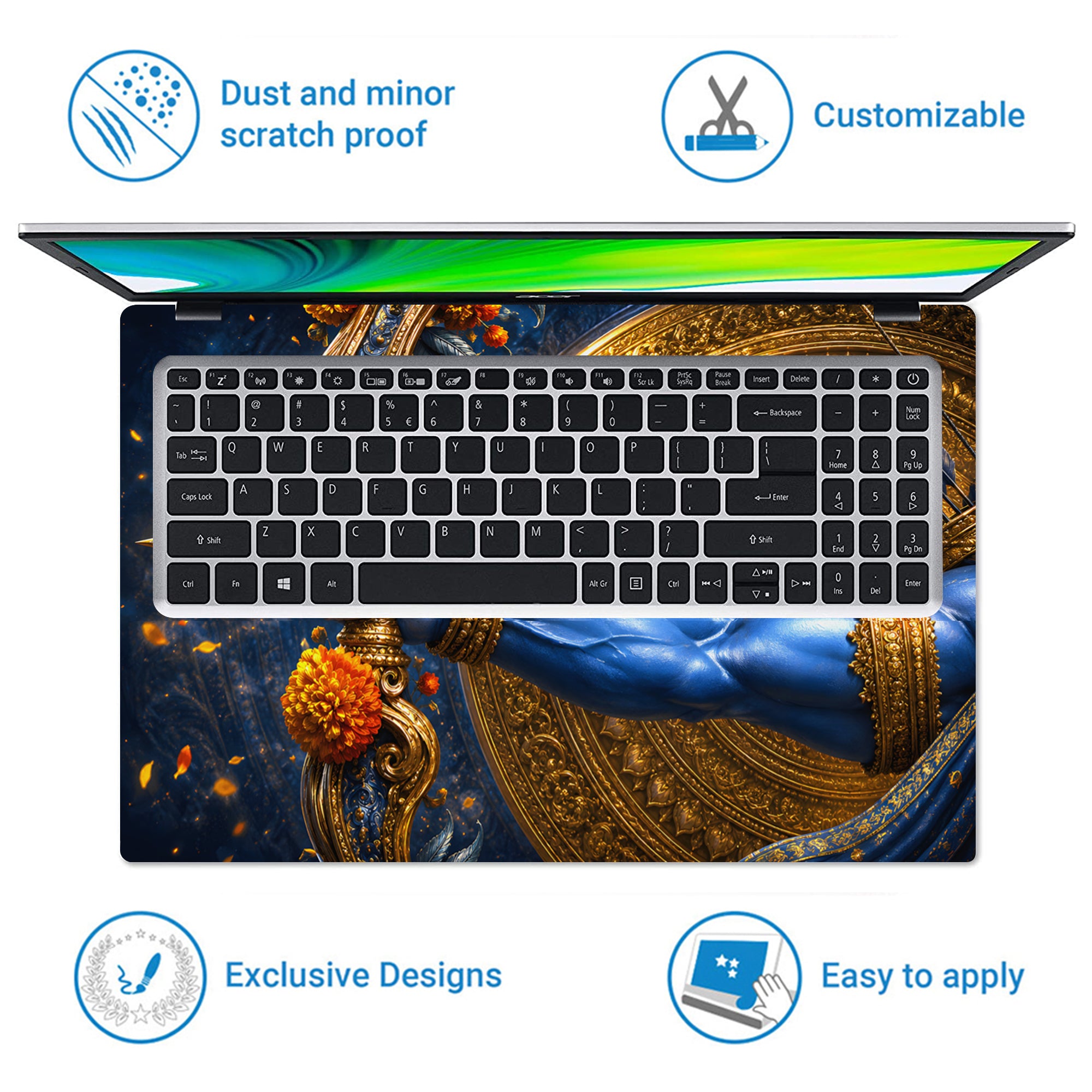 Rama Bow Arrow Gold Disc Laptop Skin - View 5