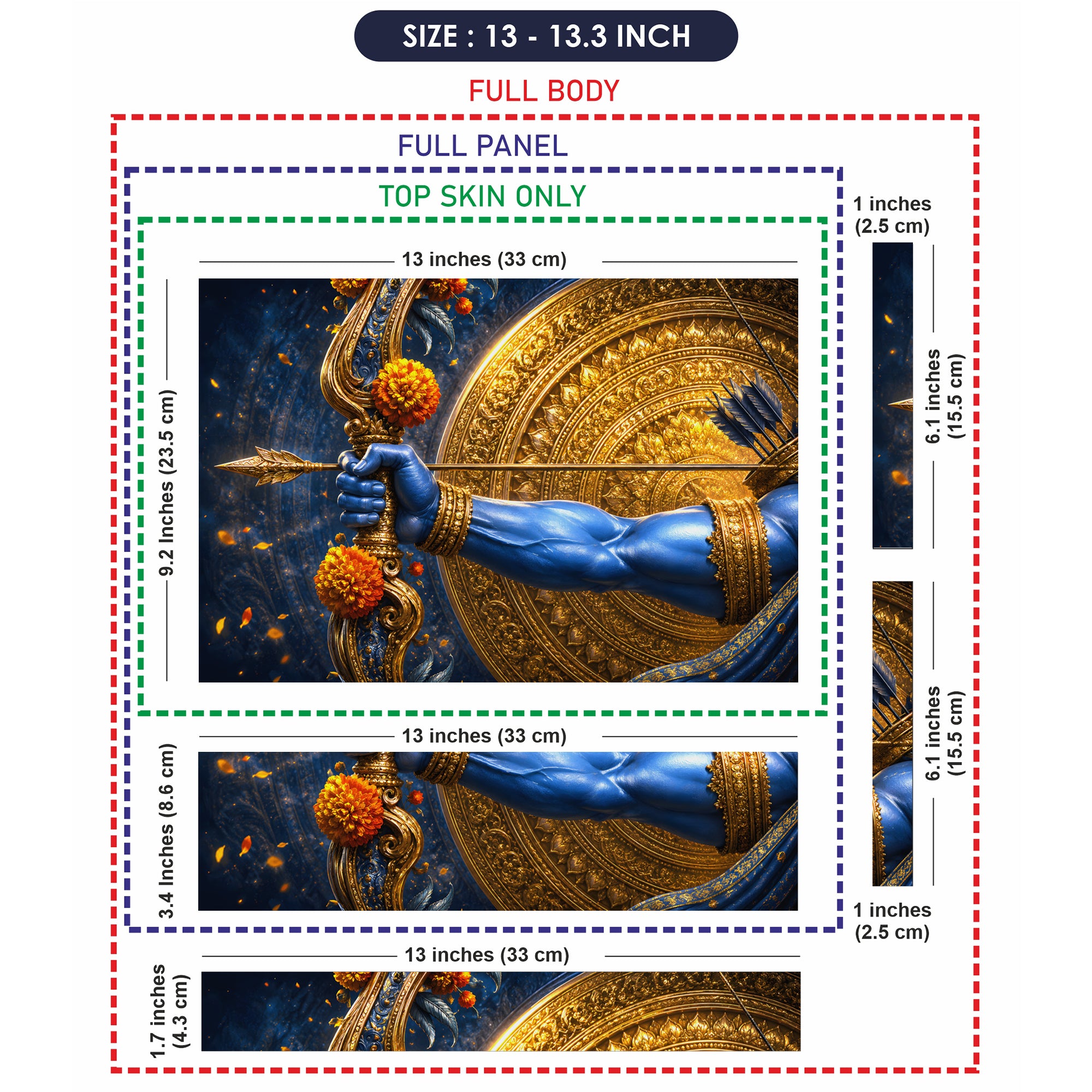 Rama Bow Arrow Gold Disc Laptop Skin - View 6