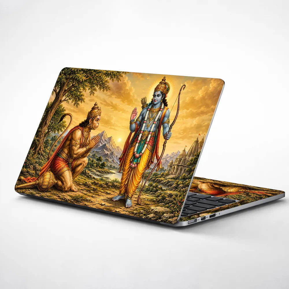 Rama Hanuman Blessing Temple Laptop Skin - View 1