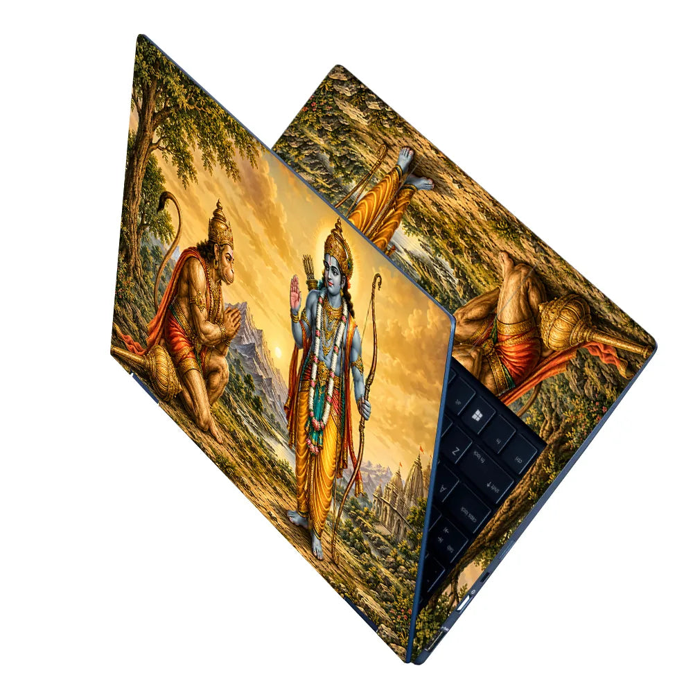 Rama Hanuman Blessing Temple Laptop Skin - View 2