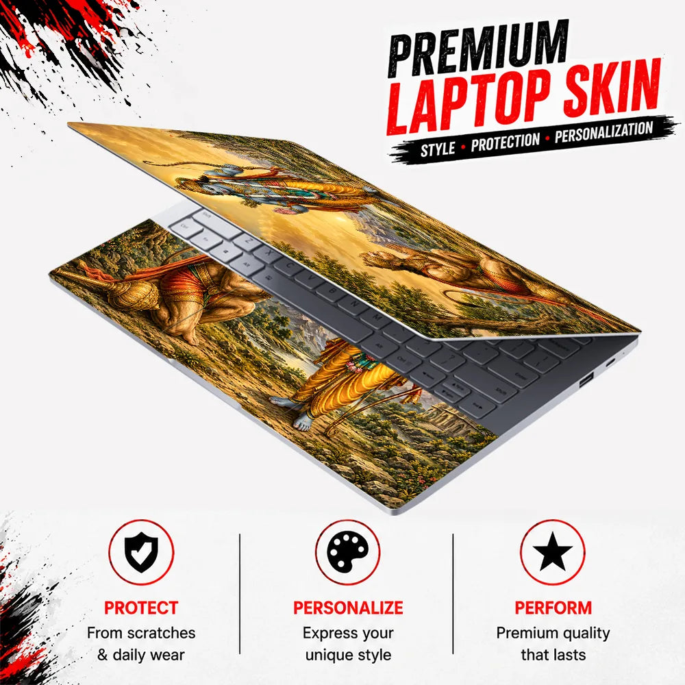 Rama Hanuman Blessing Temple Laptop Skin - View 3