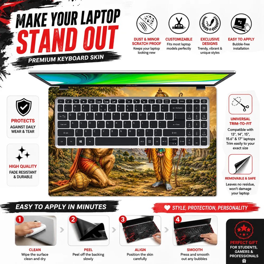 Rama Hanuman Blessing Temple Laptop Skin - View 5