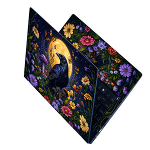 Raven Full Moon Wildflowers Laptop Skin - View 2