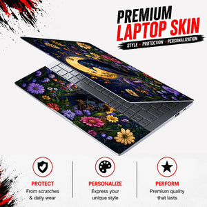 Raven Full Moon Wildflowers Laptop Skin - View 3