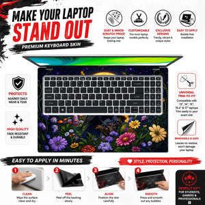 Raven Full Moon Wildflowers Laptop Skin - View 5