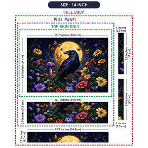 Raven Full Moon Wildflowers Laptop Skin - View 7