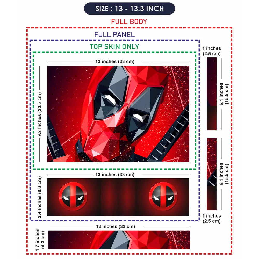 Red Design Deadpool Laptop Skin - View 6