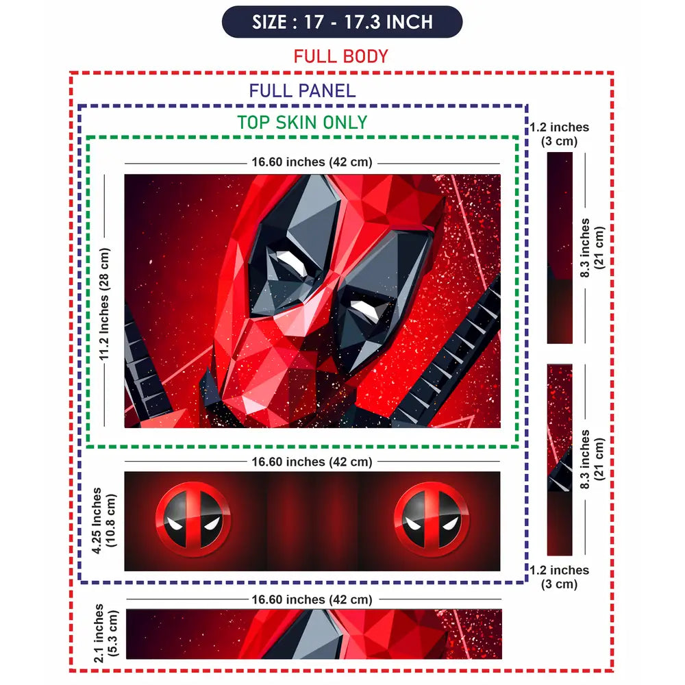 Red Design Deadpool Laptop Skin - View 9