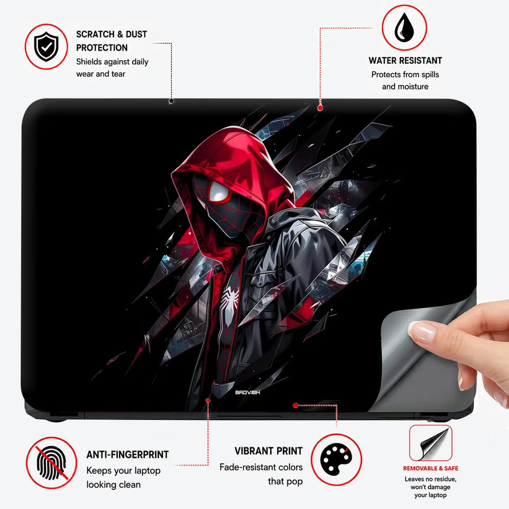 Red Hood Spider Hero Shards Laptop Skin - View 4