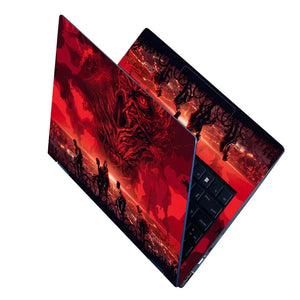 Red Horror Cyclists Against Ominous Sky Laptop Skin - View 2