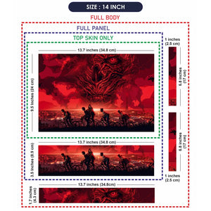 Red Horror Cyclists Against Ominous Sky Laptop Skin - View 7
