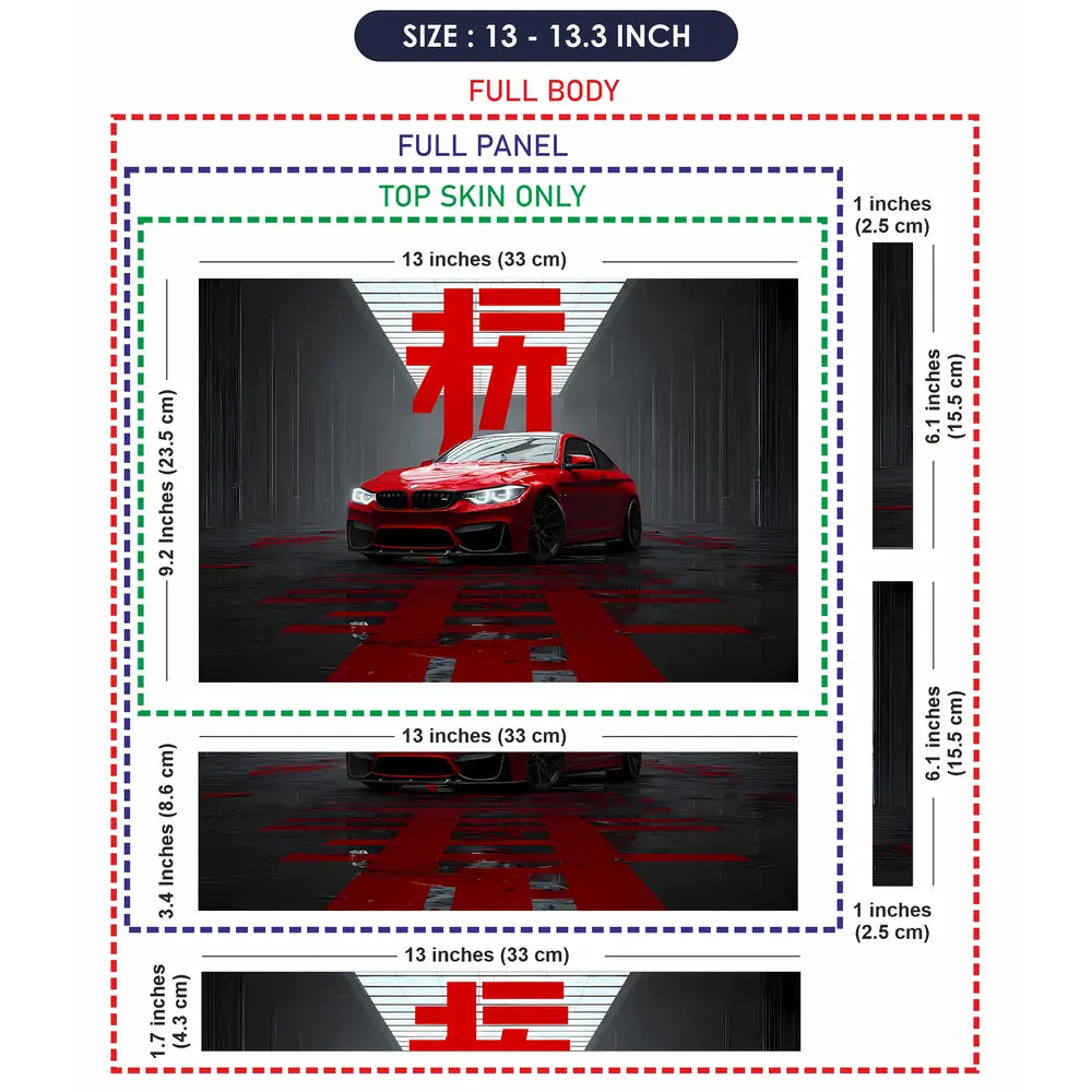 Red Sports Car In Futuristic Setting Laptop Skin - View 6