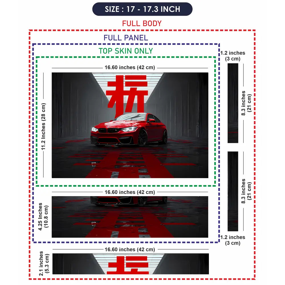 Red Sports Car In Futuristic Setting Laptop Skin - View 9