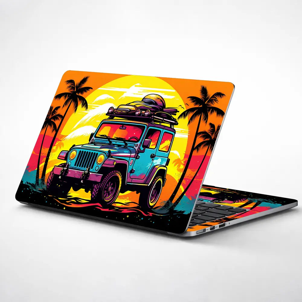 Retro Beach Jeep Laptop Skin - View 1