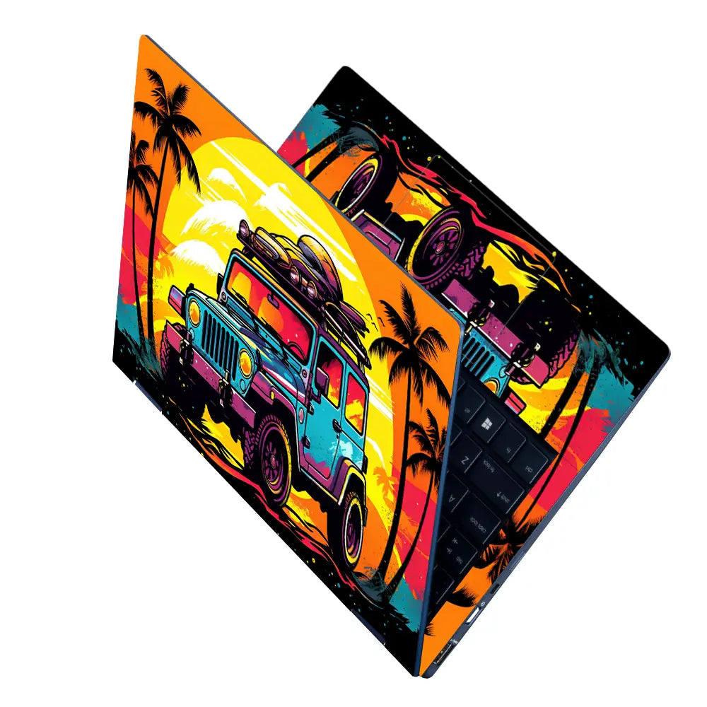 Retro Beach Jeep Laptop Skin - View 2