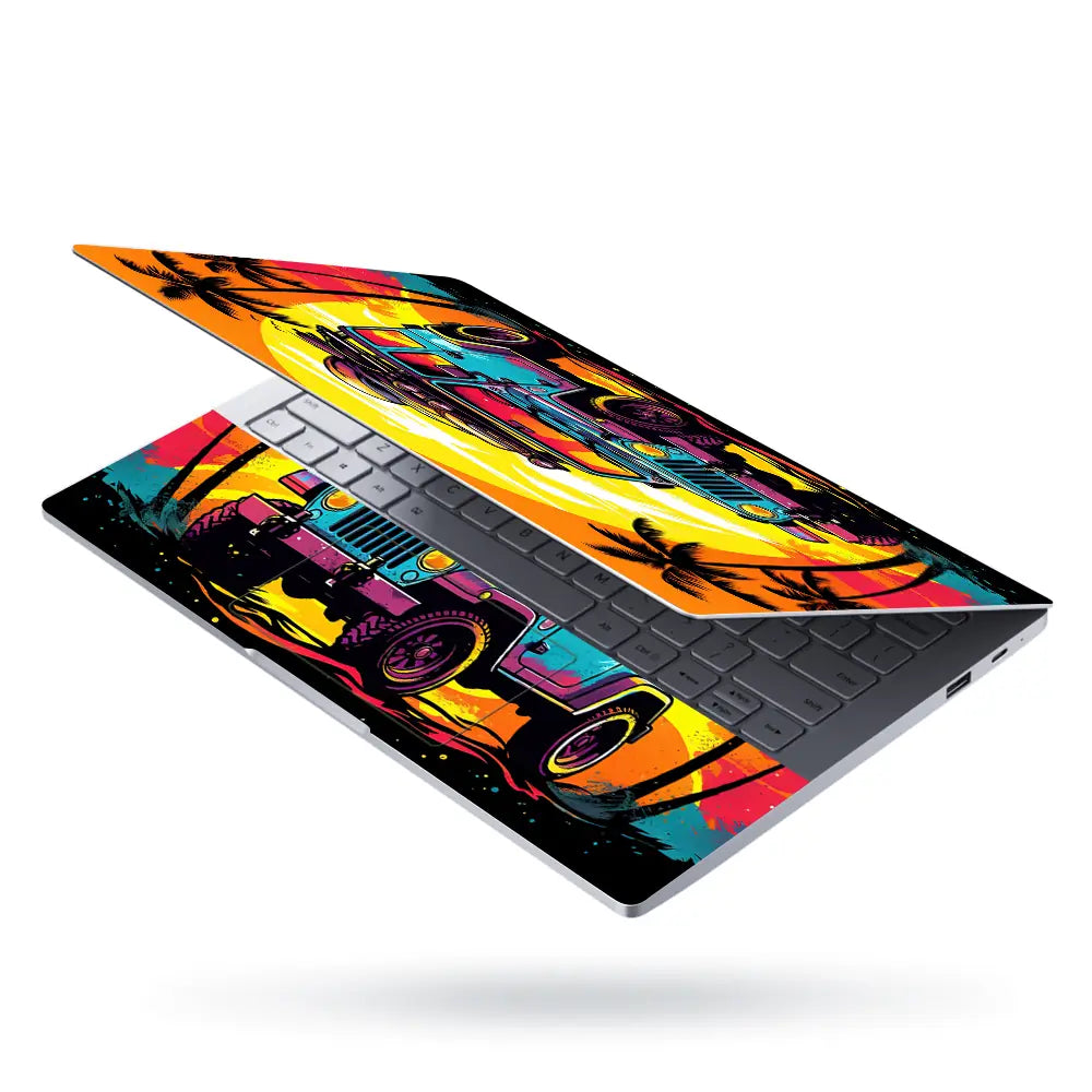 Retro Beach Jeep Laptop Skin - View 3