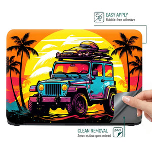 Retro Beach Jeep Laptop Skin - View 4