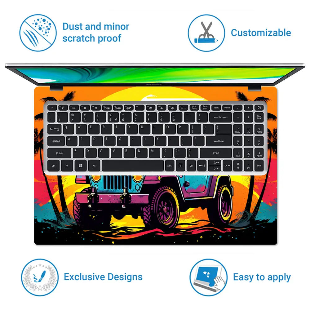 Retro Beach Jeep Laptop Skin - View 5