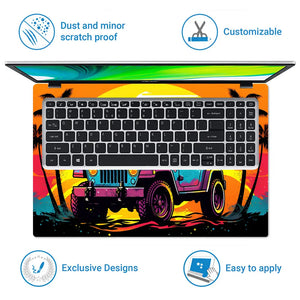 Retro Beach Jeep Laptop Skin - View 5