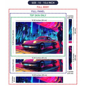 Retro Car Neon Cityscape Art Laptop Skin - View 8