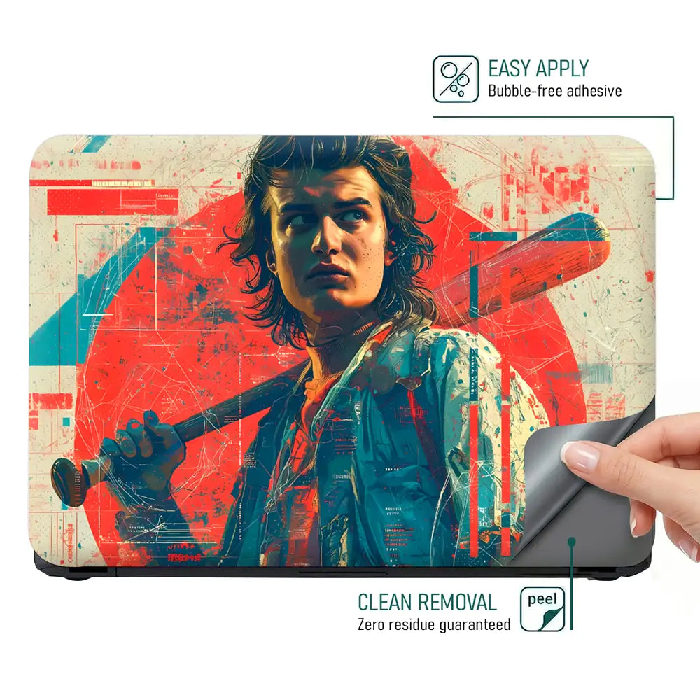 Retro Gaming Hero With Bat Laptop Skin - View 4