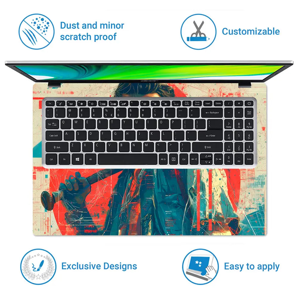 Retro Gaming Hero With Bat Laptop Skin - View 5