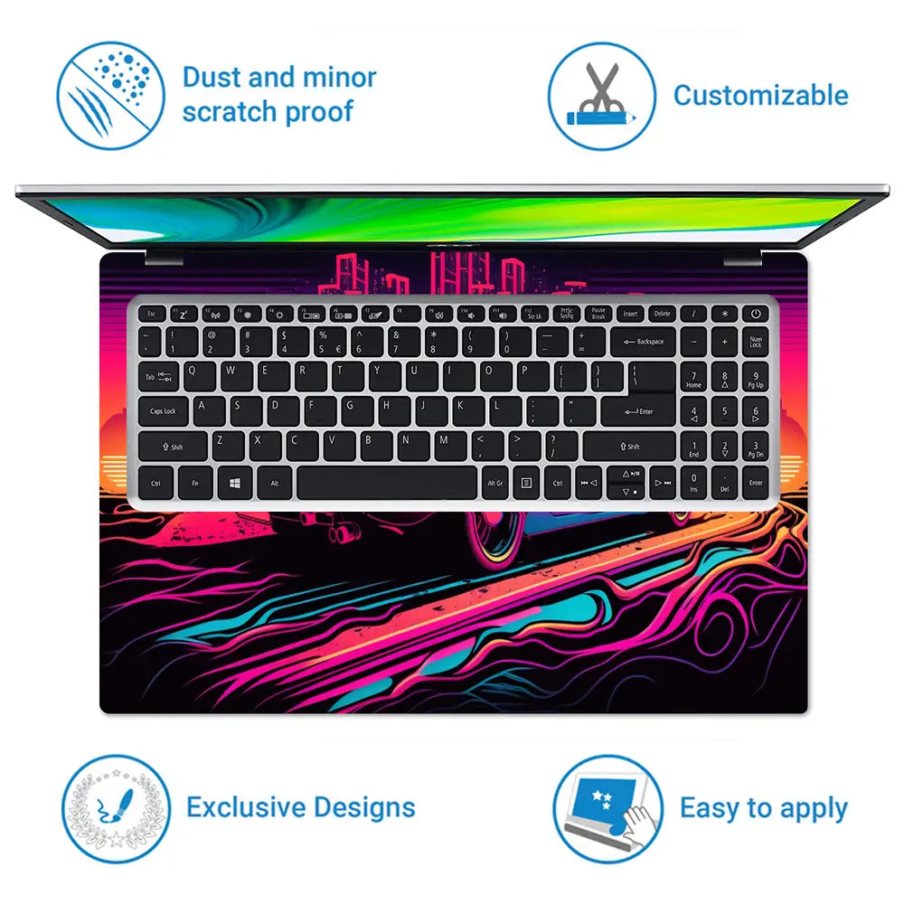 Retro Skyline Glow Laptop Skin - View 5