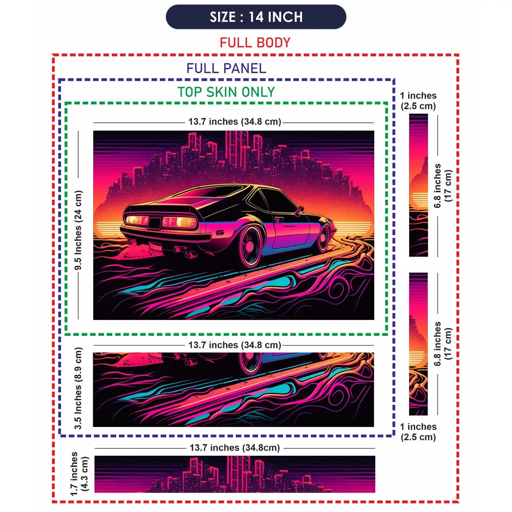 Retro Skyline Glow Laptop Skin - View 7