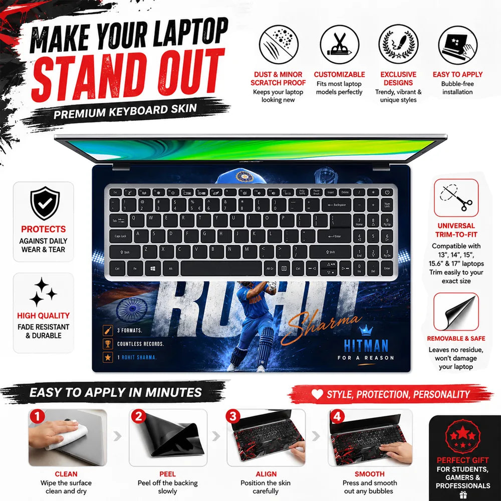 Rohit Sharma Hitman Reason Laptop Skin - View 5