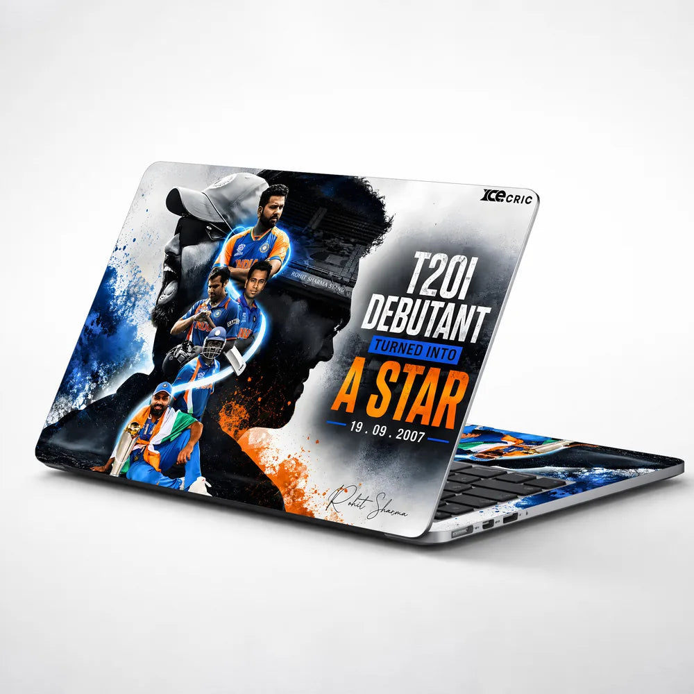 Rohit Sharma T20I Debutant Star Laptop Skin - View 1