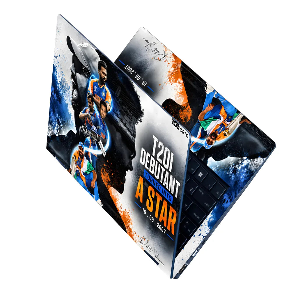 Rohit Sharma T20I Debutant Star Laptop Skin - View 2